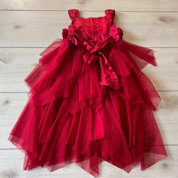 Biscotti Red Tulle Floral Layered Flowy Floral Dress - Picture 4 of 4